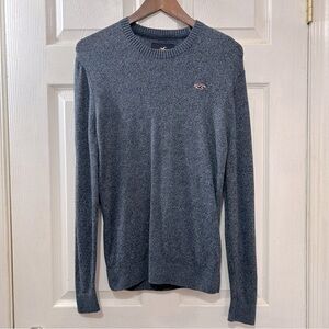 Hollister Men's Sweater Crewneck Blue Black Marbled Size Small Thin